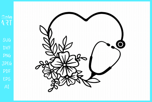 Floral Stethoscope, Nurse: Graphics for Crafts and Content