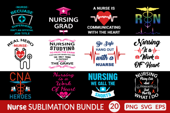 Nurse Sublimation Bundle 20 Design